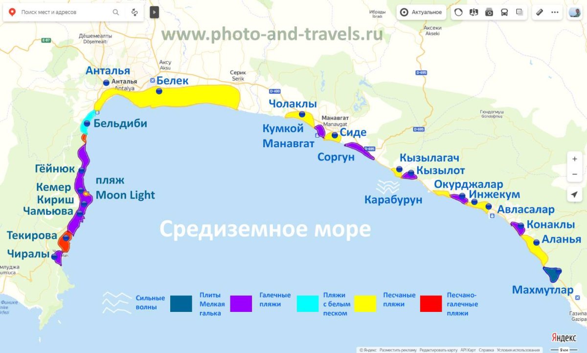 Побережье Турции курорты на карте
