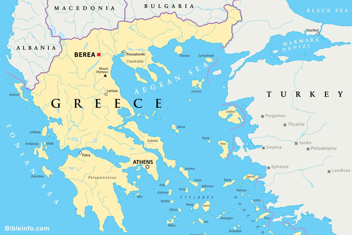 Карта Греции на английском