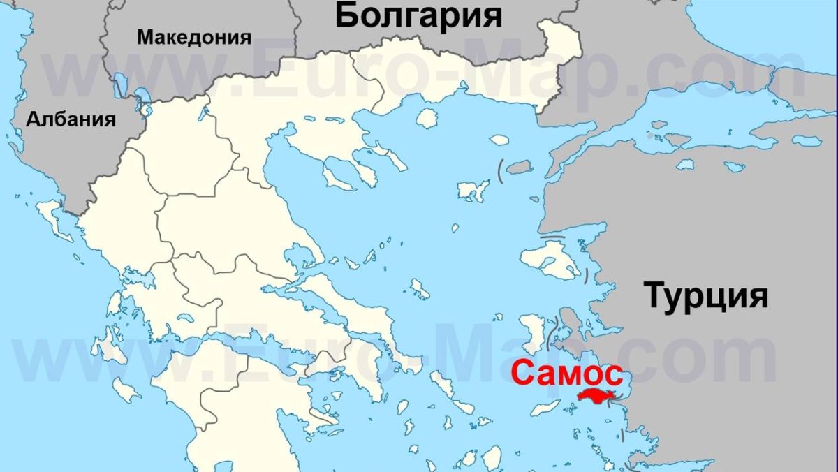Остров Самос на карте древней Греции