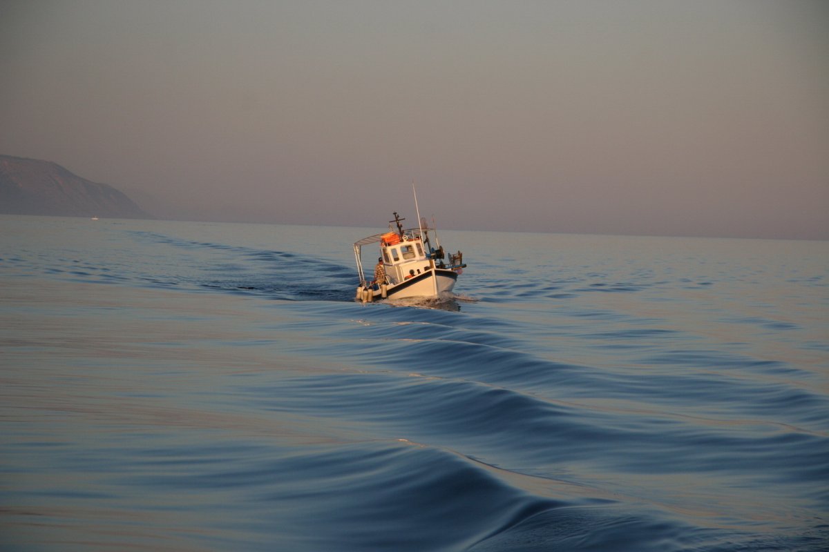 Маленький корабль в море