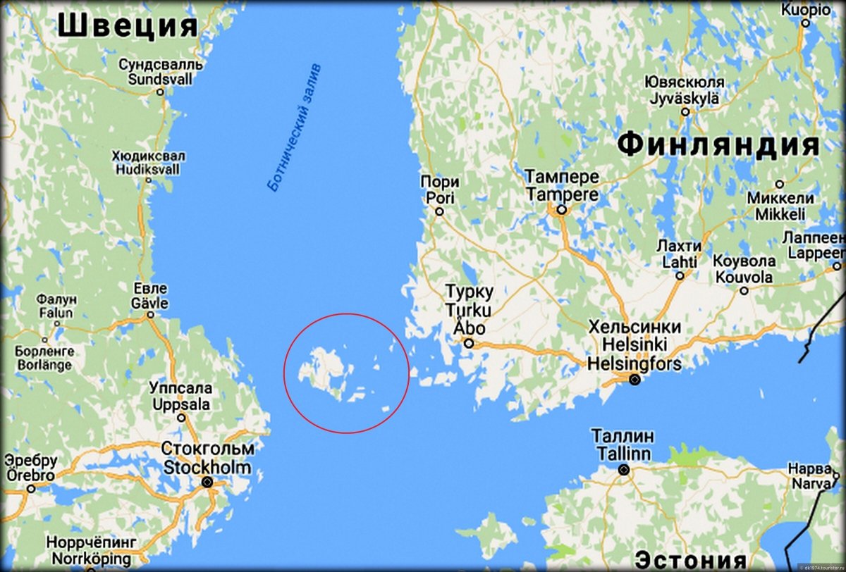 Аландские острова на карте Европы