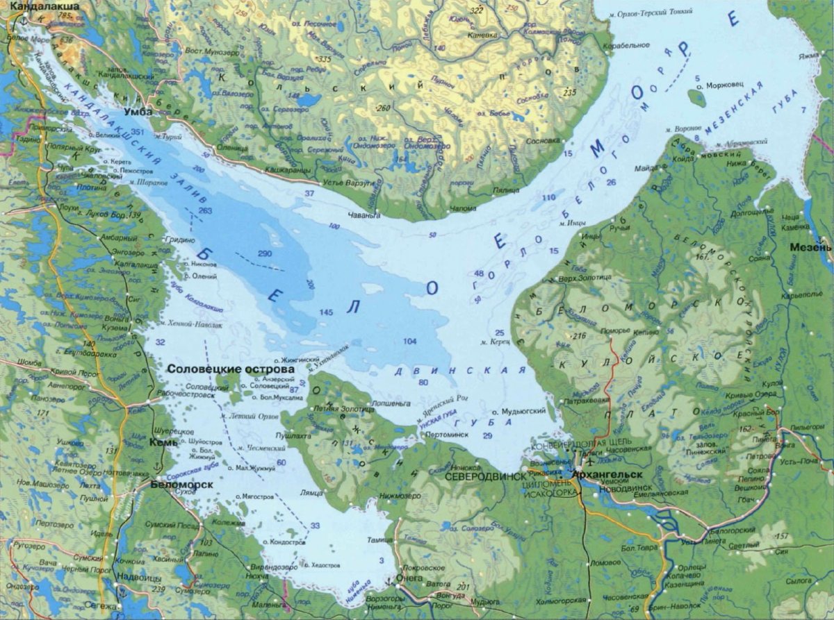 Белое море карта географическая