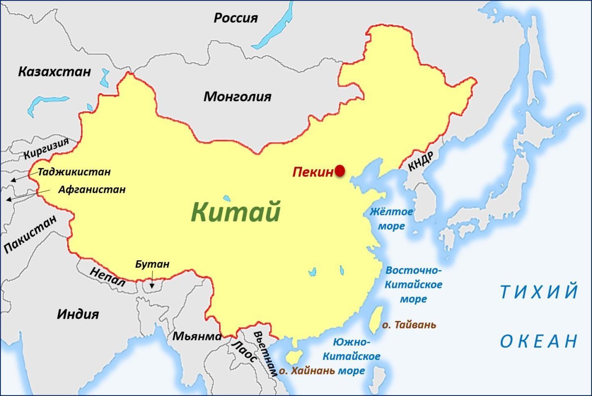 Карта Китая с соседними странами