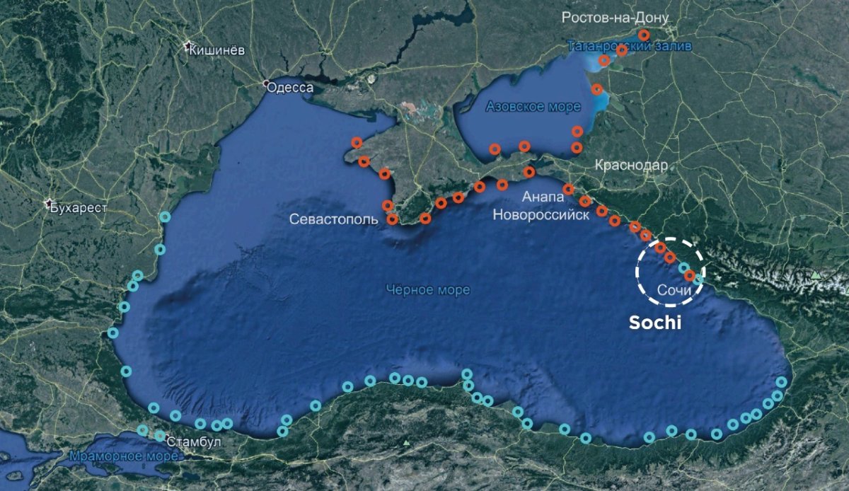 Акватория черного моря карта