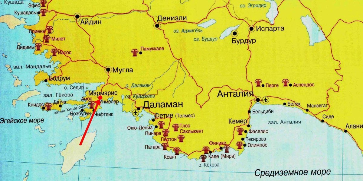 Турция карта побережья