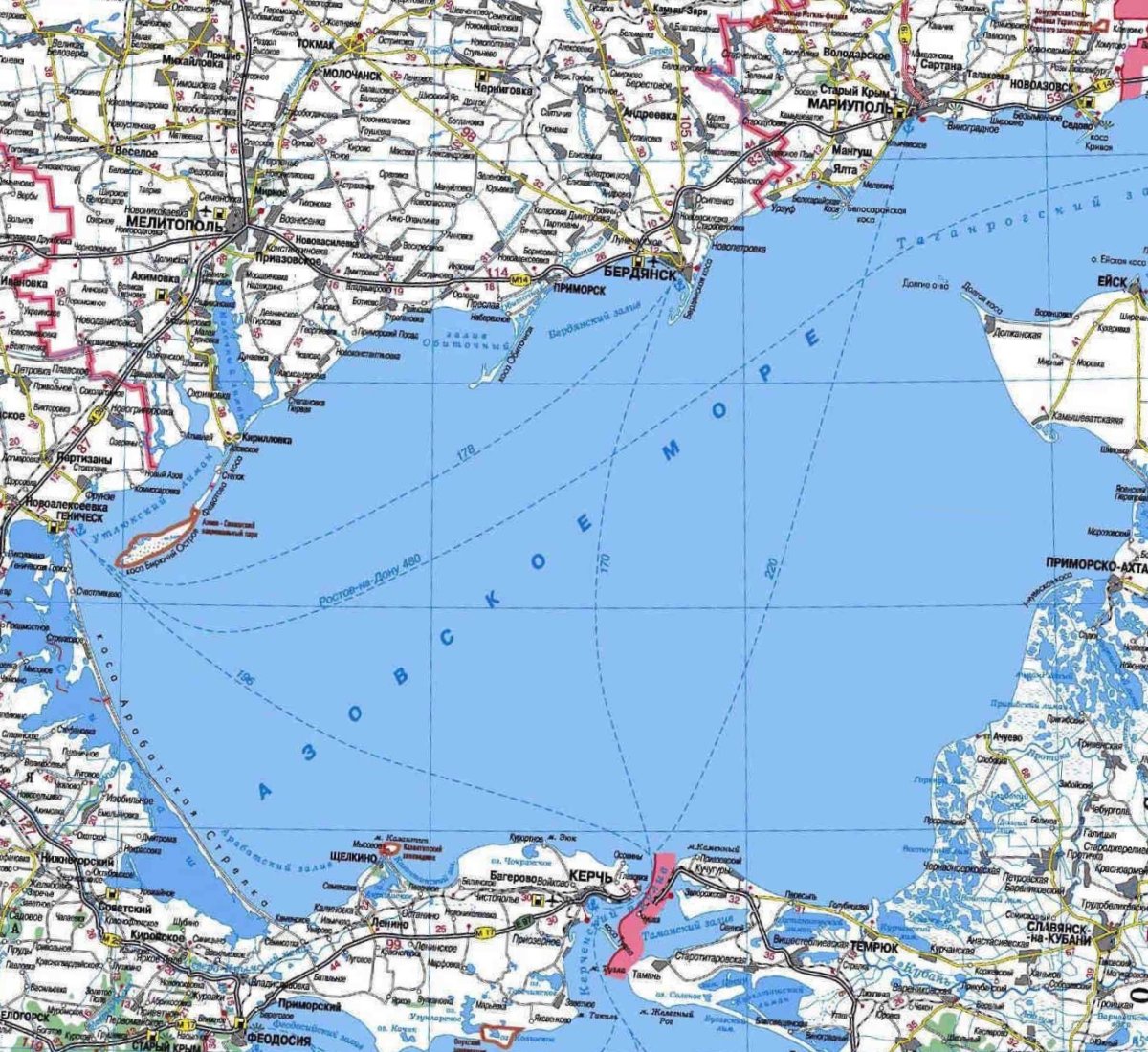 Азовское море карта побережья