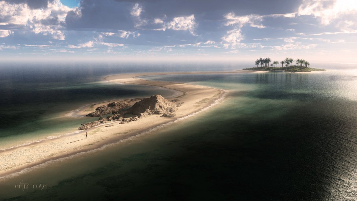Песчаный остров в море