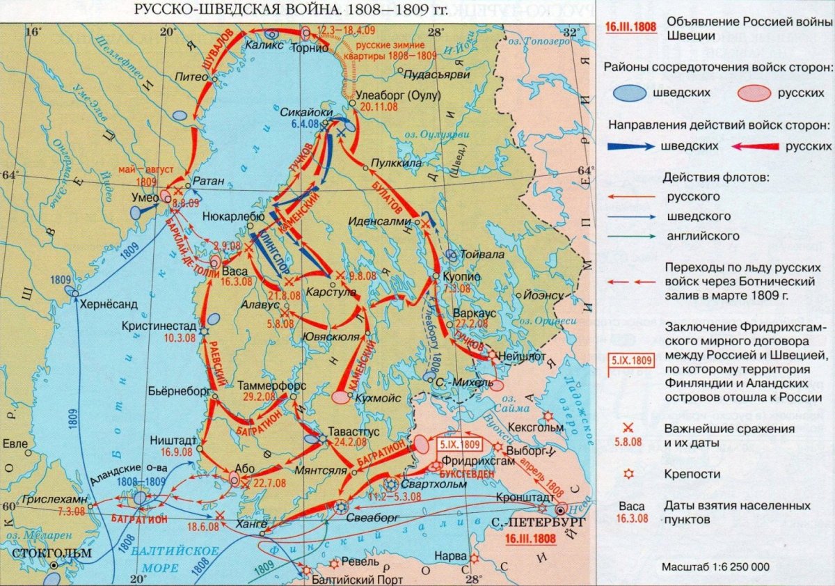 Русско-шведская война 1808-1809 карта