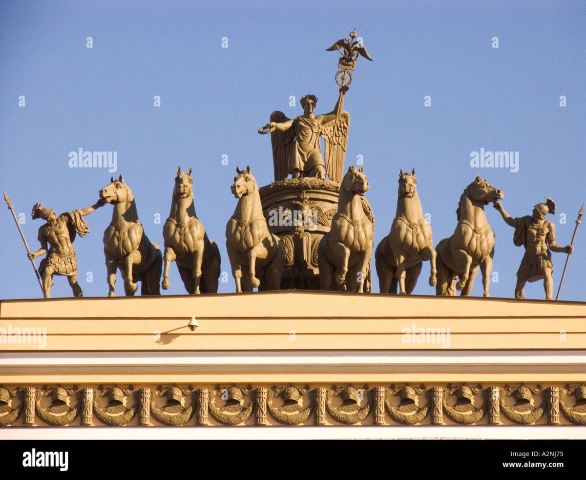 Колесница славы на арке главного штаба в Санкт-Петербурге