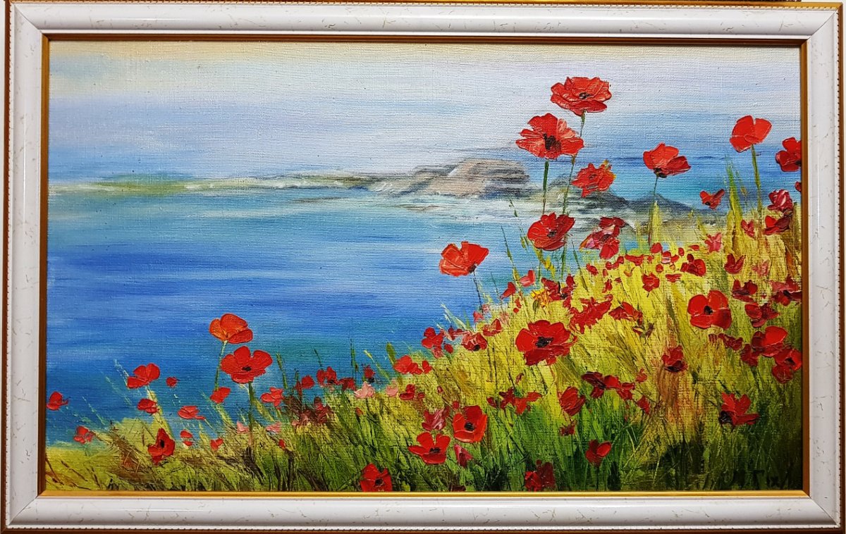 Картина "Маковое поле у моря"