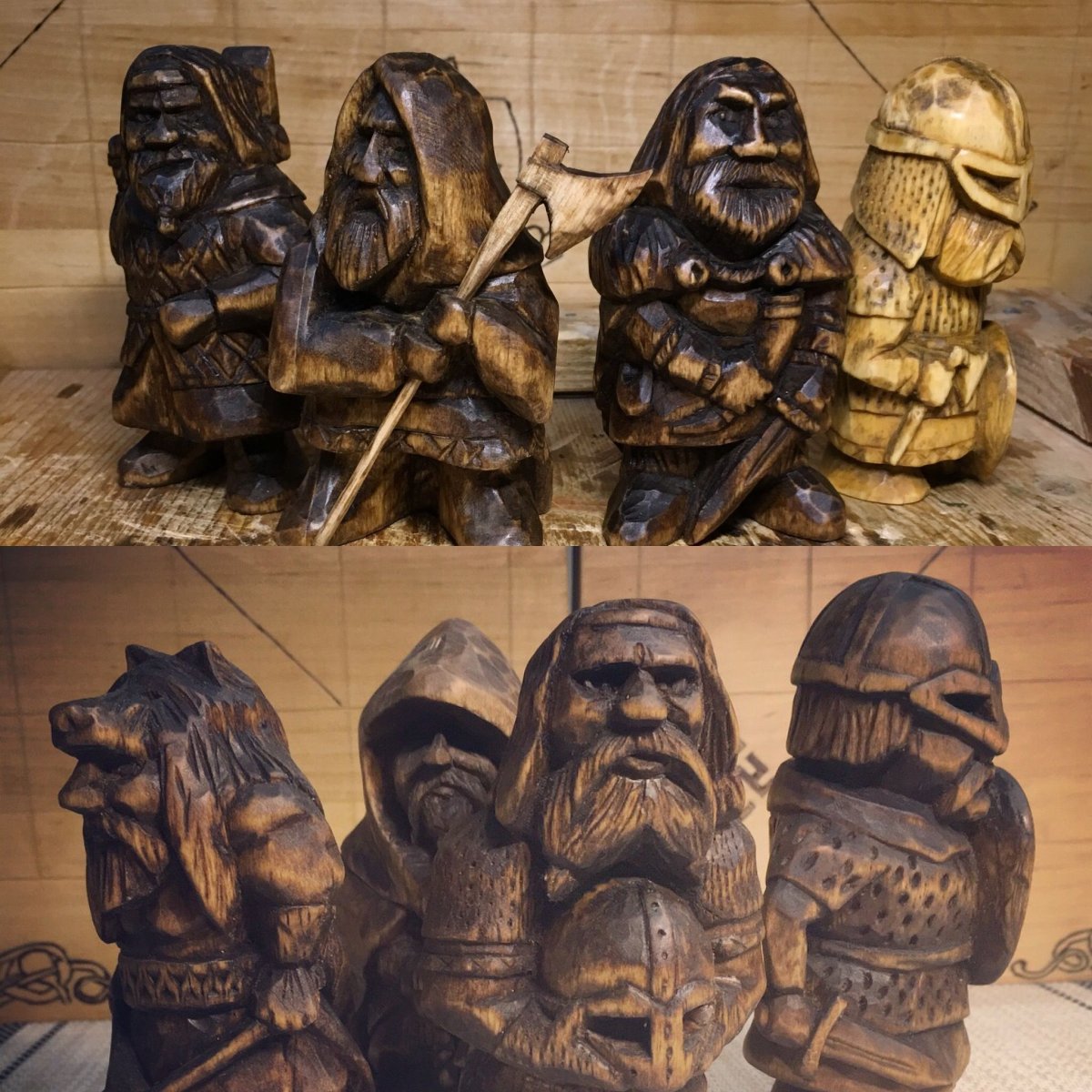 Резные фигурки викингов