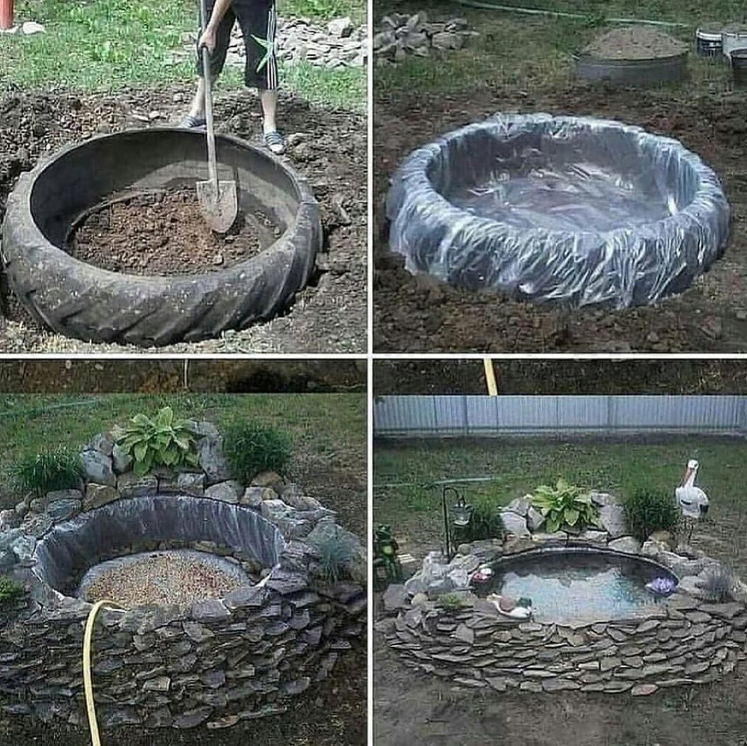 Декоративный бассейн из покрышки