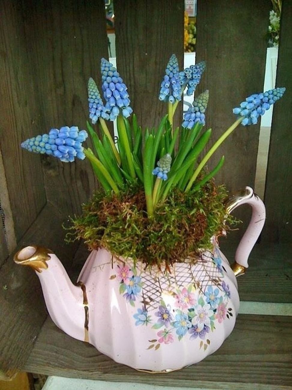 Клумба с кувшином и цветами