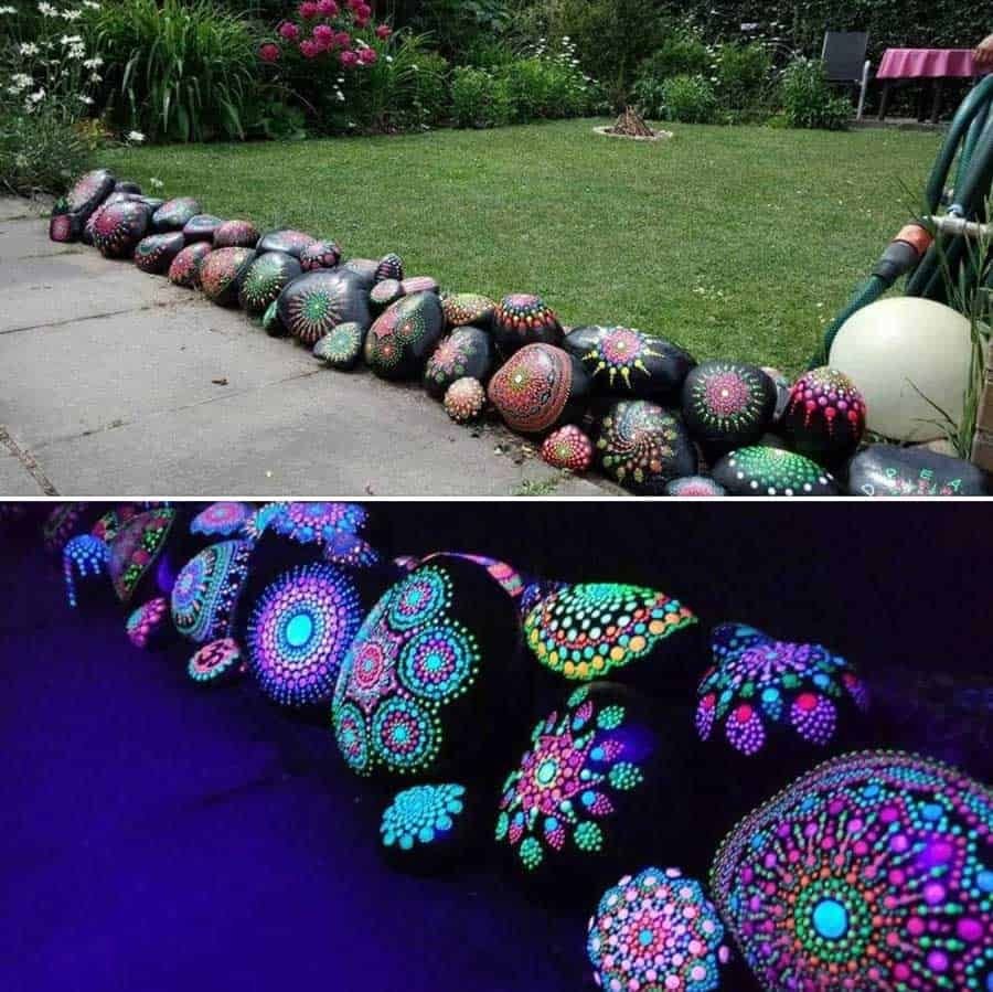 Раскрашенные камни на даче