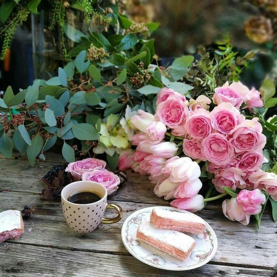 Утро с розами в саду