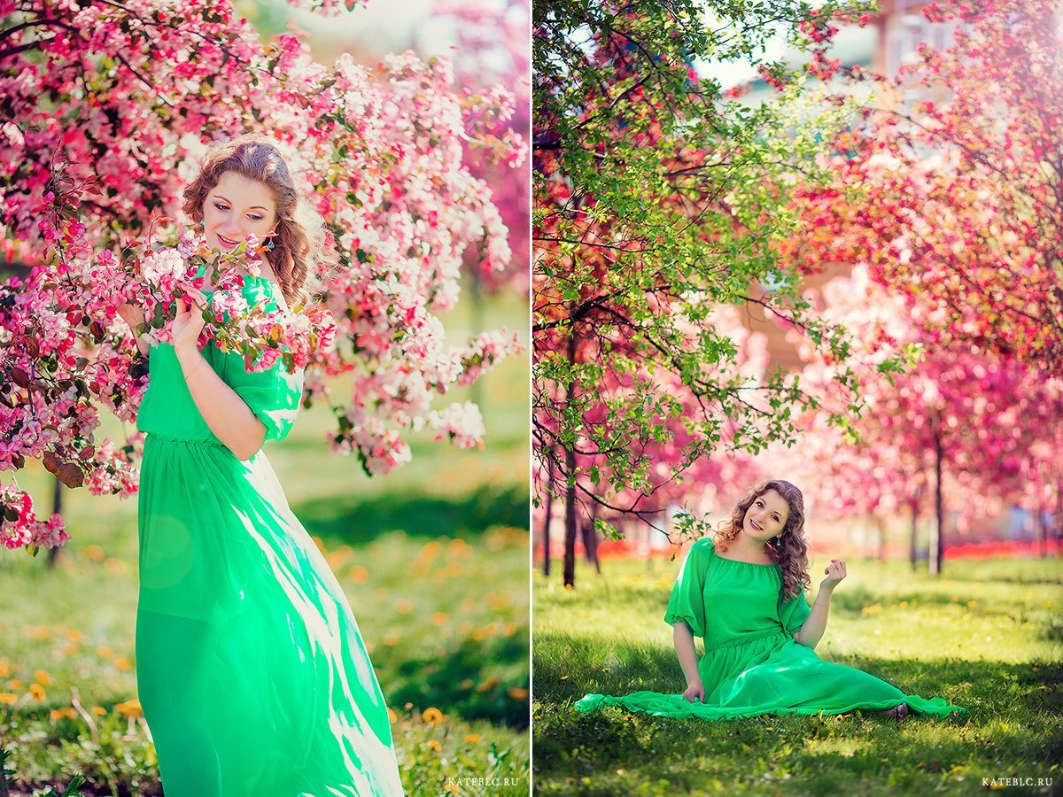 Фотосессии в цветущих садах позы