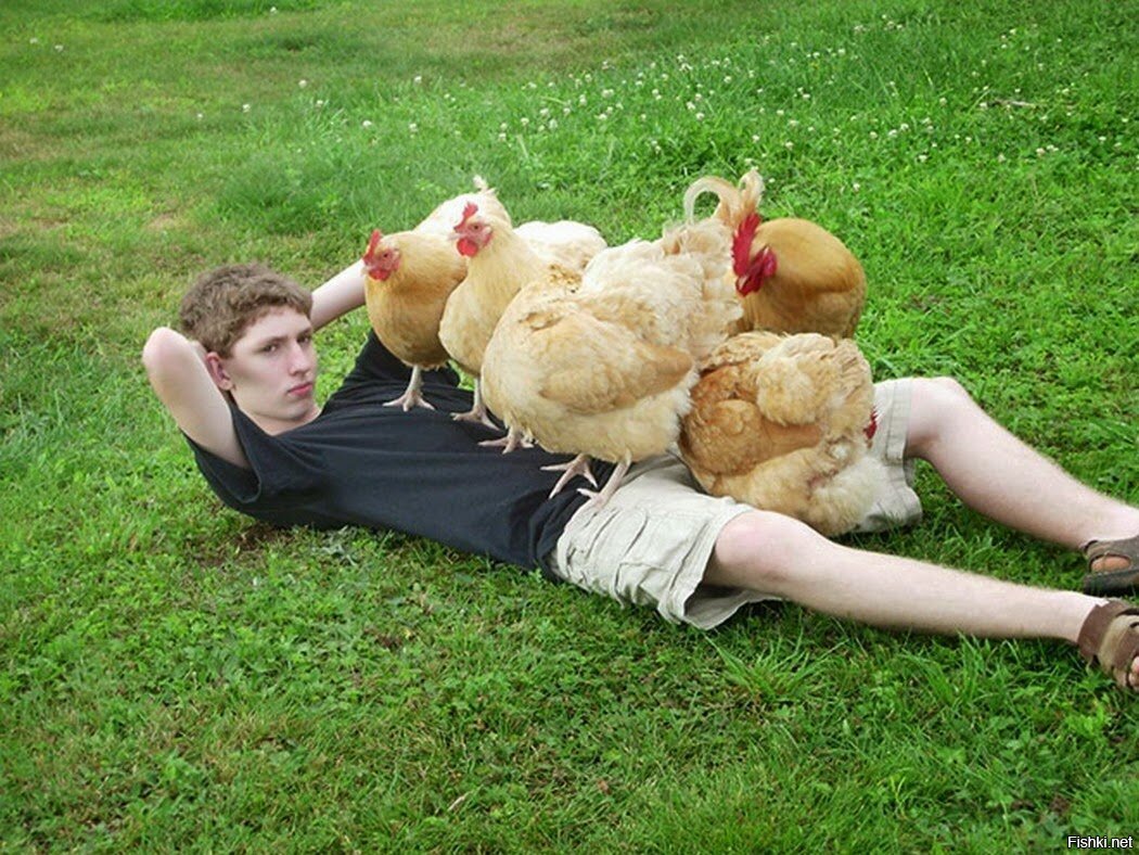 Мужик с курицей