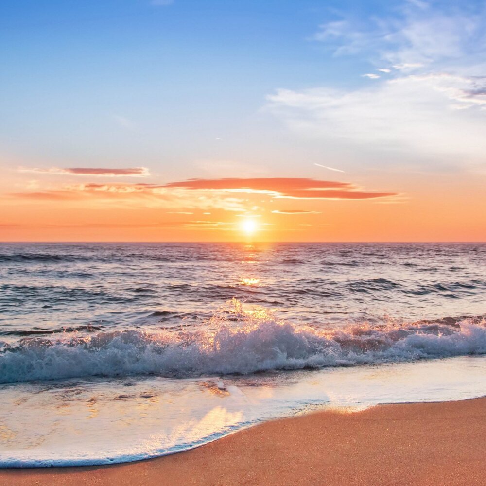Рассвет на море панорама