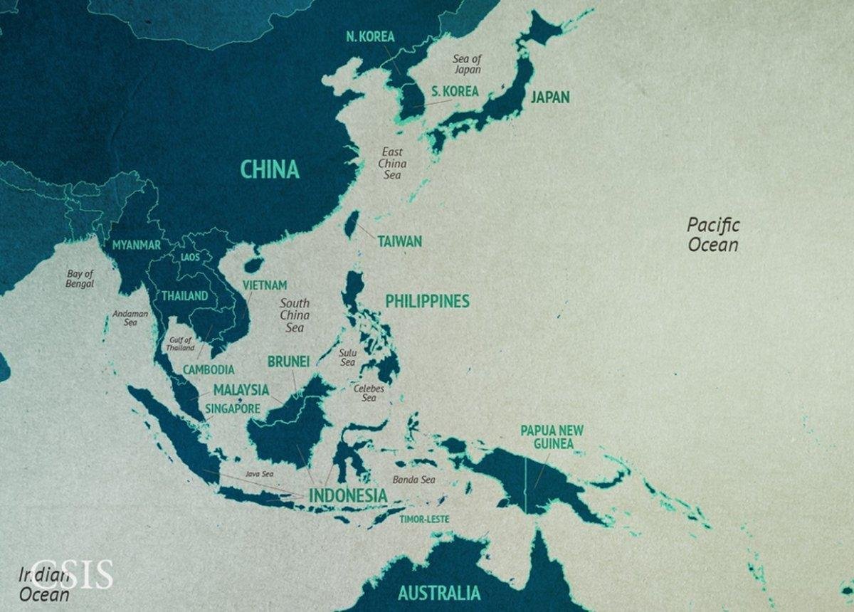 Карта глубин Южно китайского моря