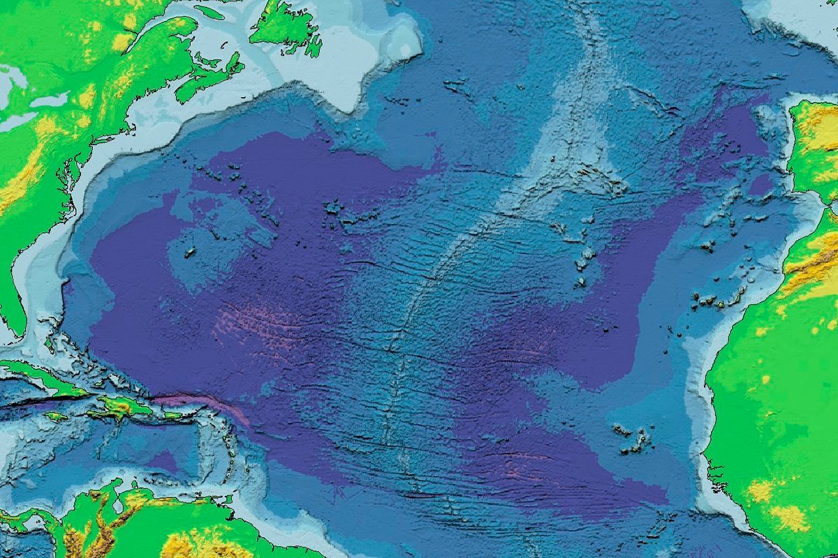 Карта дна Атлантического океана
