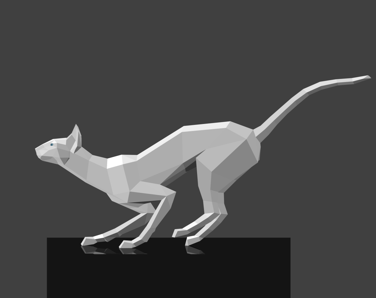 Скульптура кошки Low Poly развертка