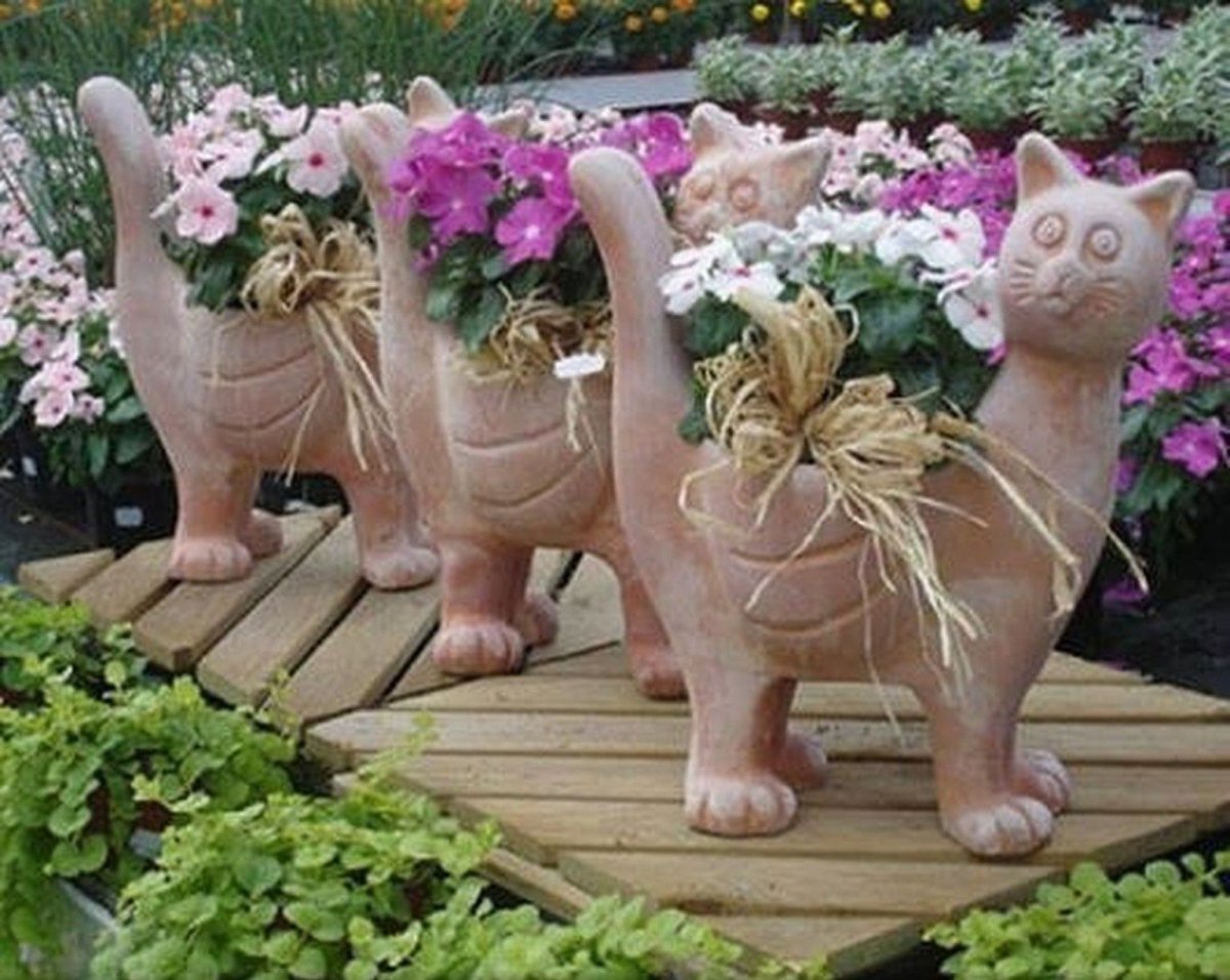 Цветочный горшок в виде кота