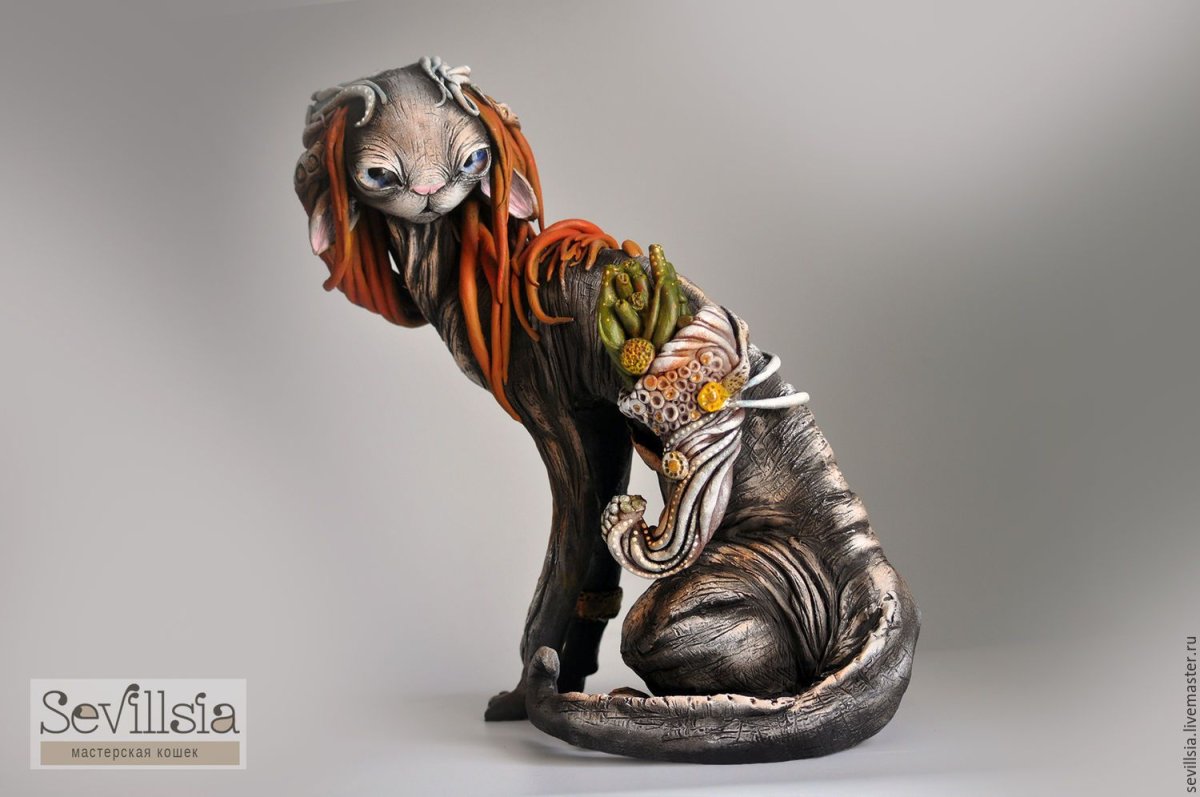 Кот из полимерной глины