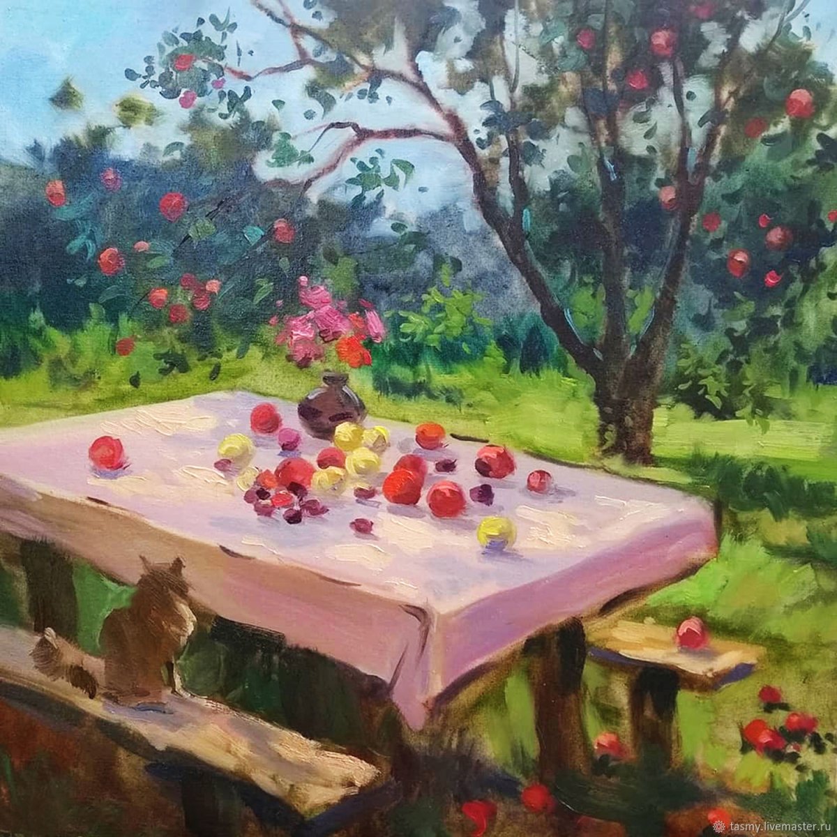 Картина яблоки на столе