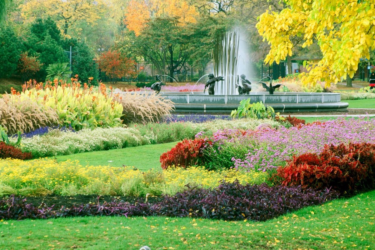 Клумбы в парке