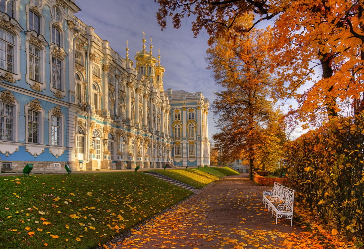 Царское село Екатерининский дворец осень