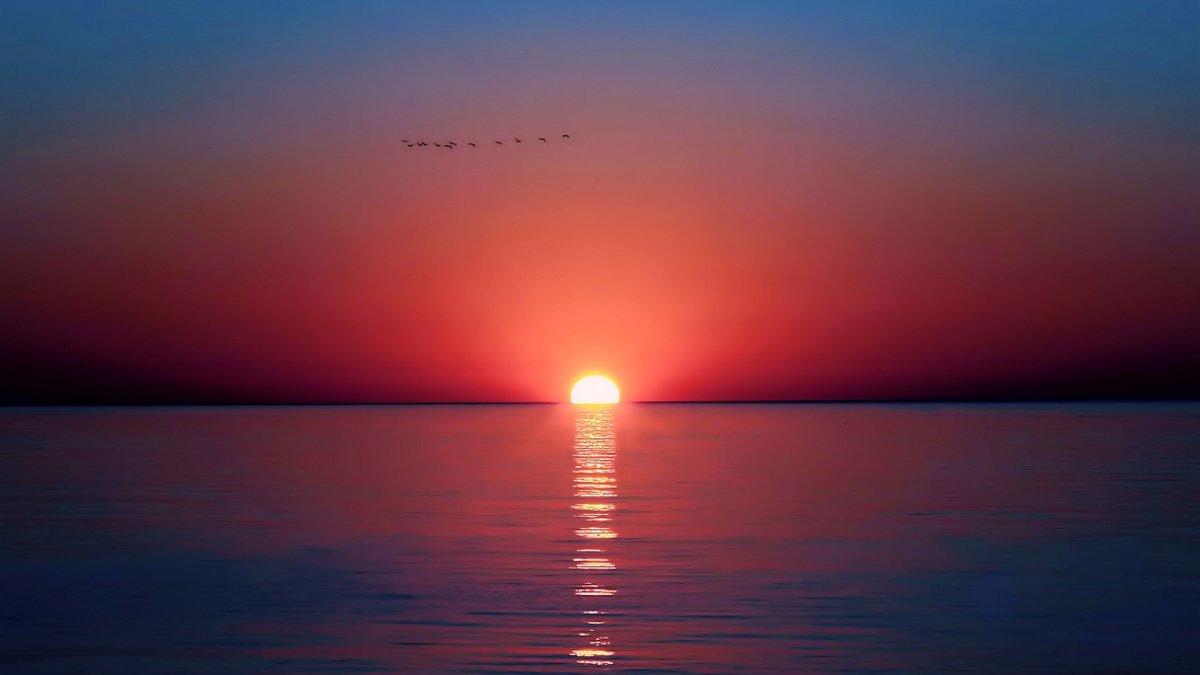 Закат на море
