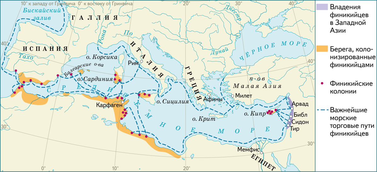 Средиземное море финикийские колонии