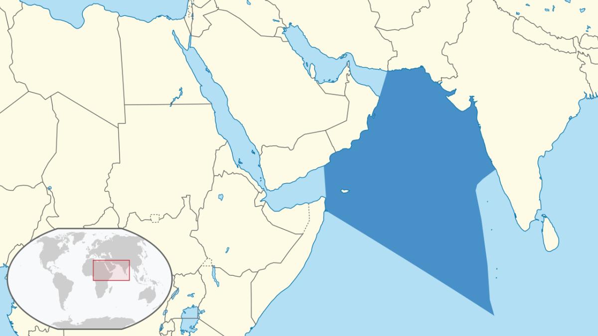 Границы Аравийского моря на карте