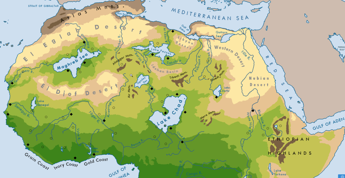 Карта Африки 10000 лет назад