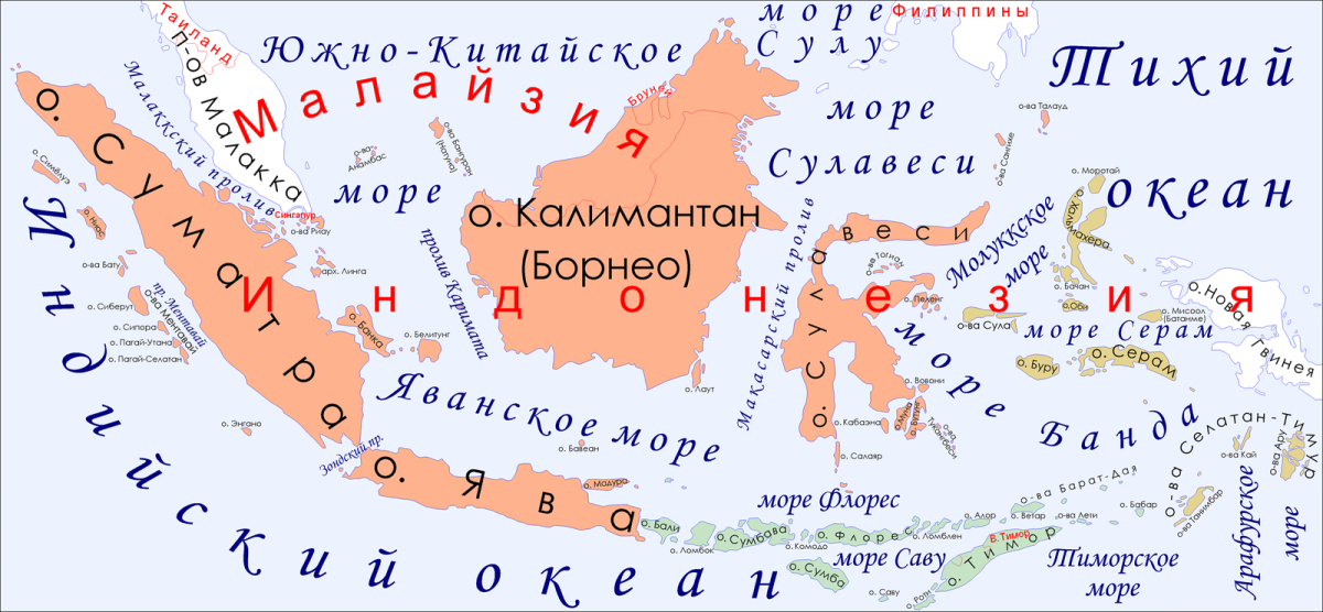 Большие Зондские острова на карте