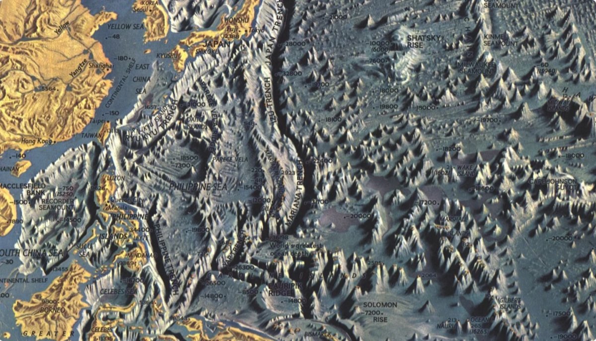 Карта дна мирового океана без воды