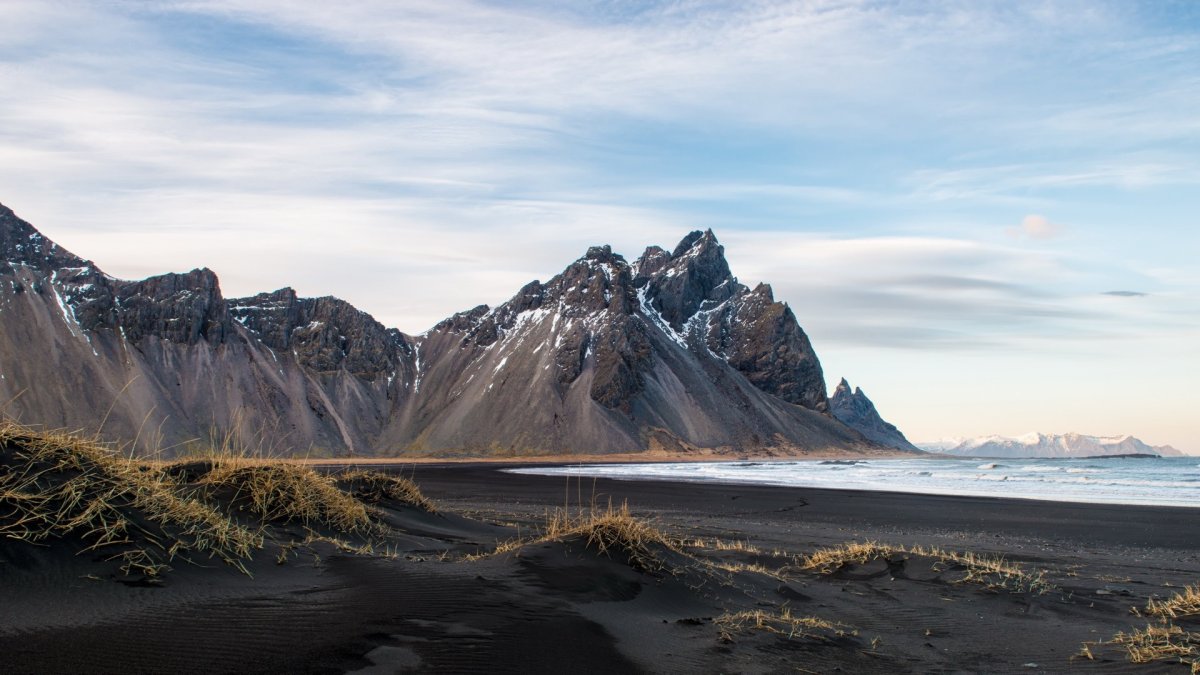 Природа Sand Исландия гора Vestrahorn Mountain