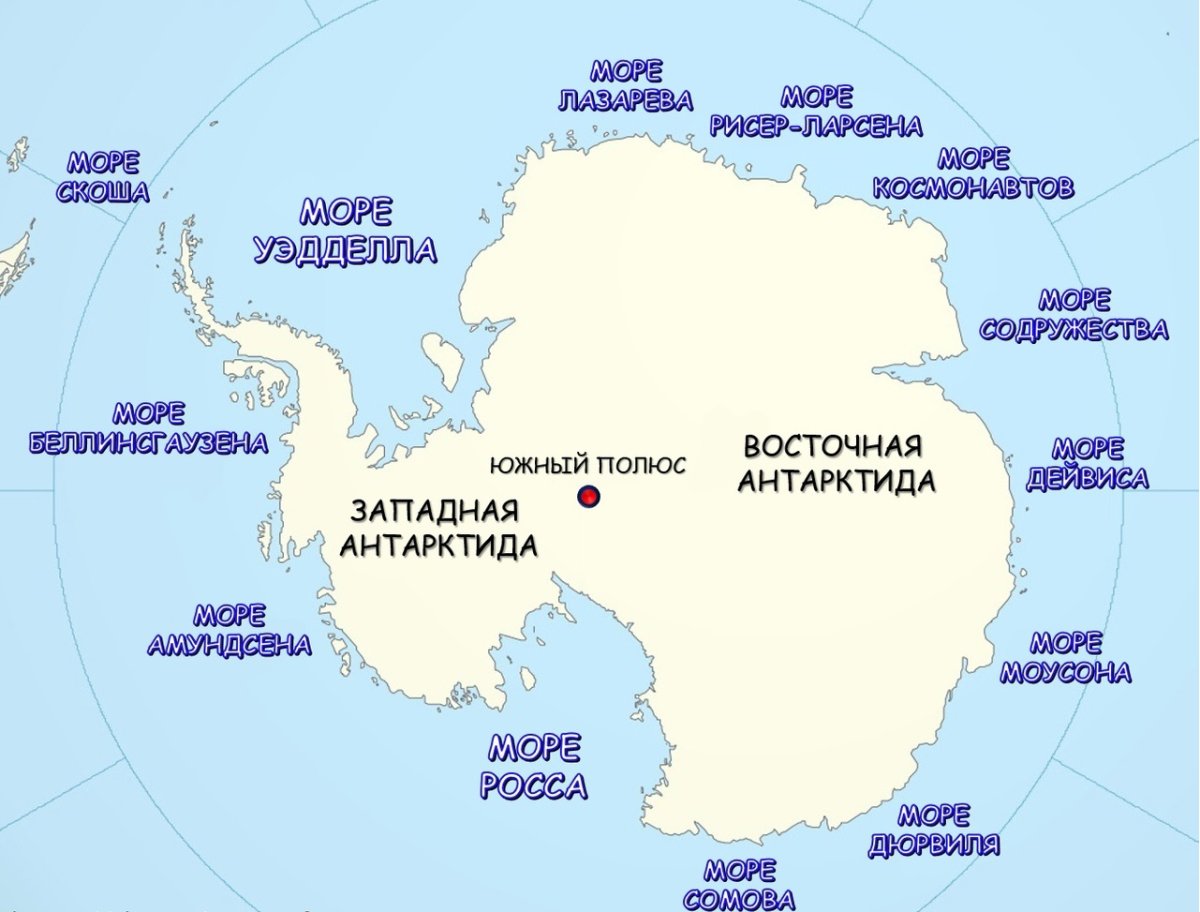 Море Лазарева на карте Антарктиды