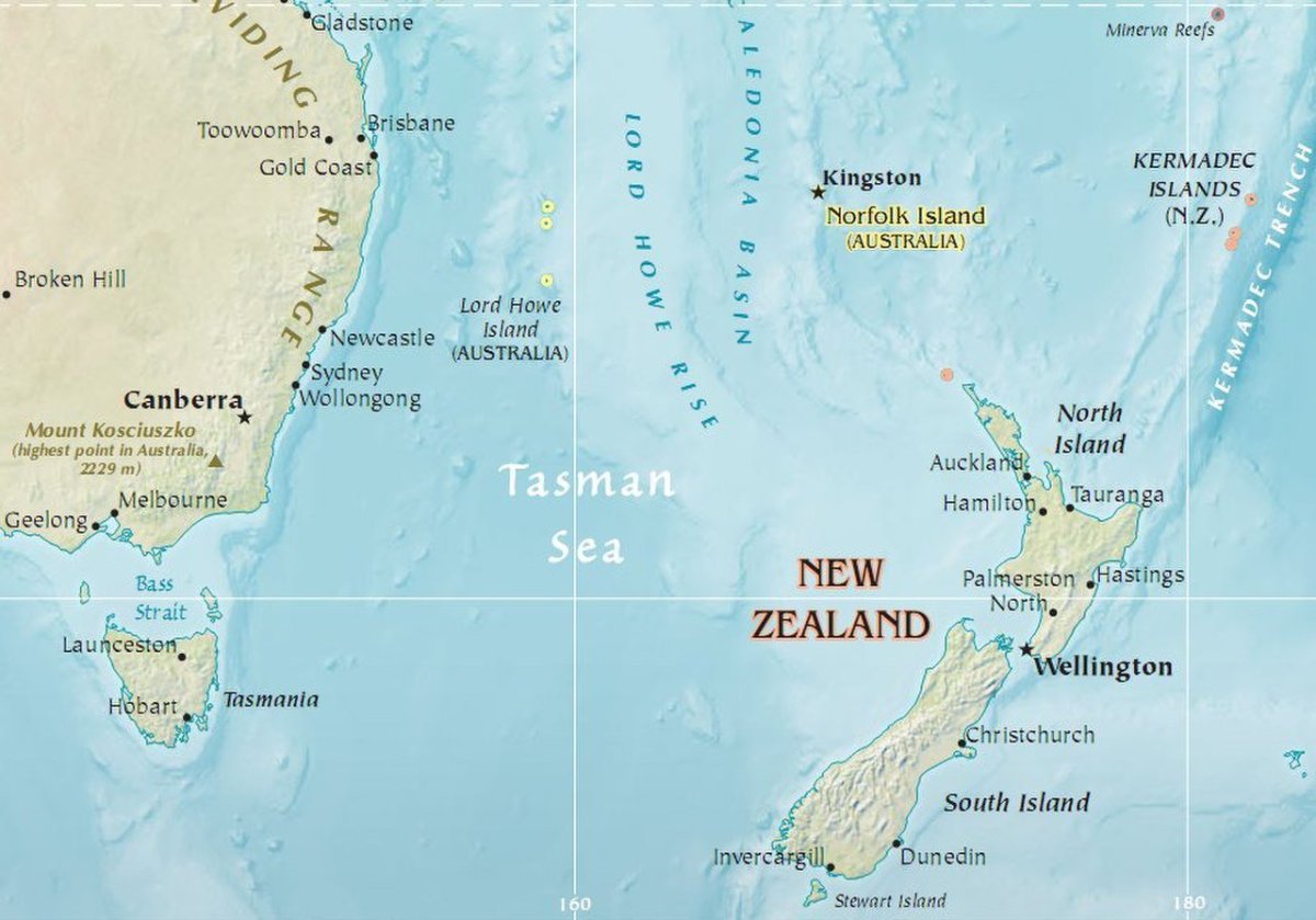 Остров Тасмания и тасманово море на карте