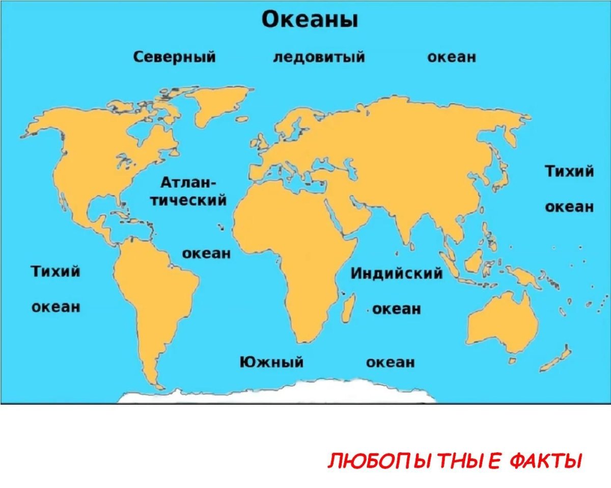 Расположение океанов на карте