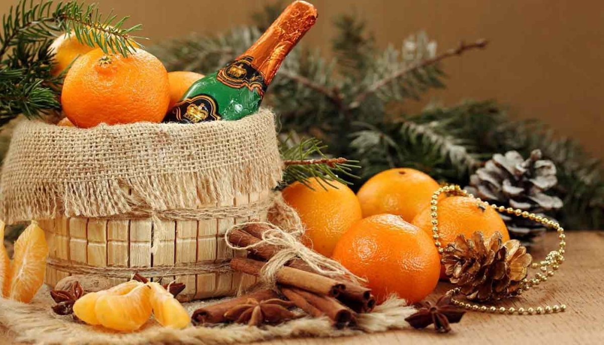 Новогодние картины с мандаринами