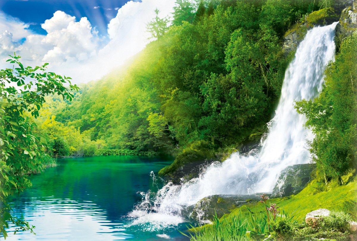 Летний пейзаж водопад