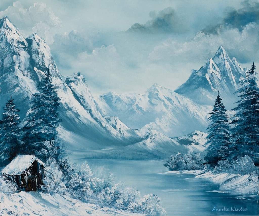Снежные горы маслом