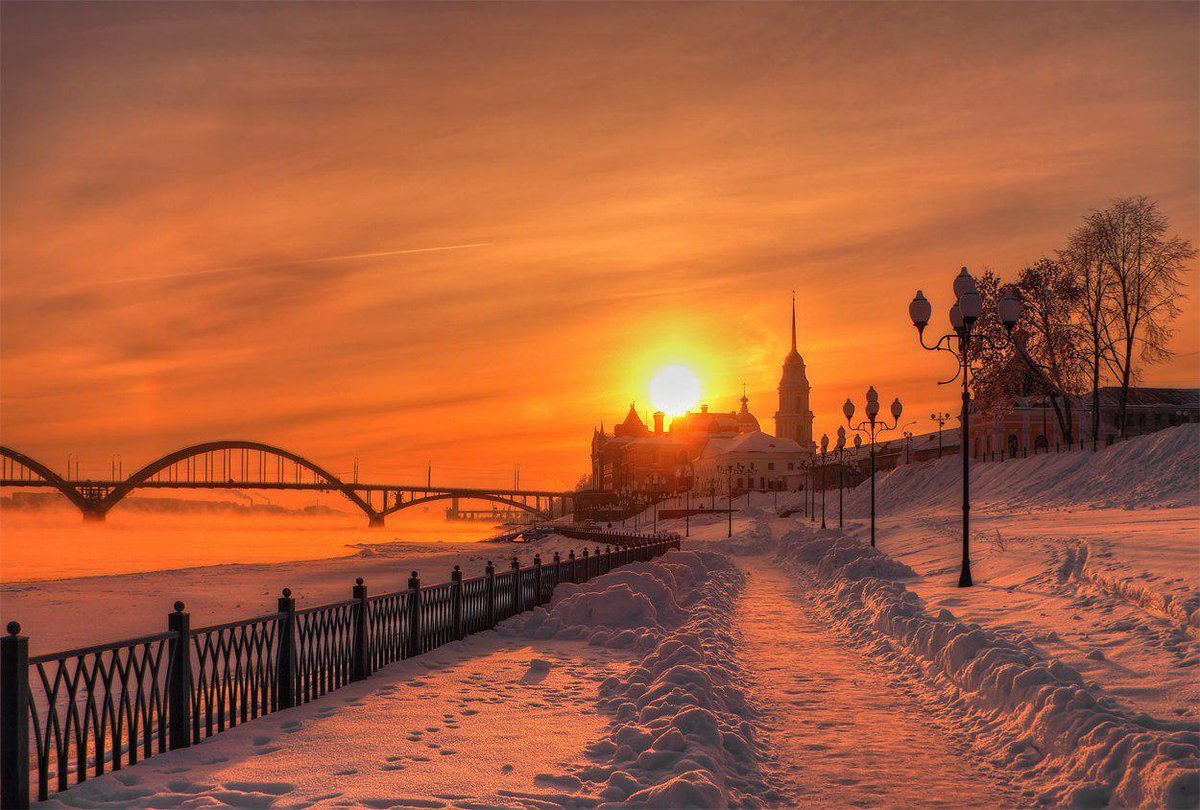 Мост зимой Рыбинск