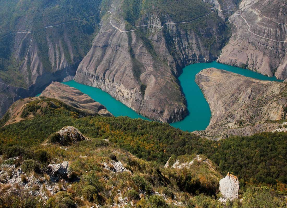 Сулакский каньон водопад