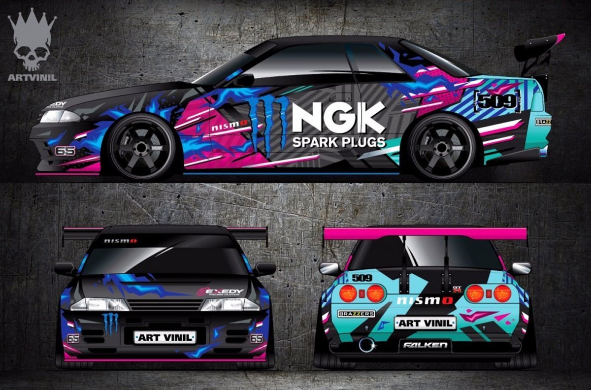 Развертка винила на Nissan Skyline r34