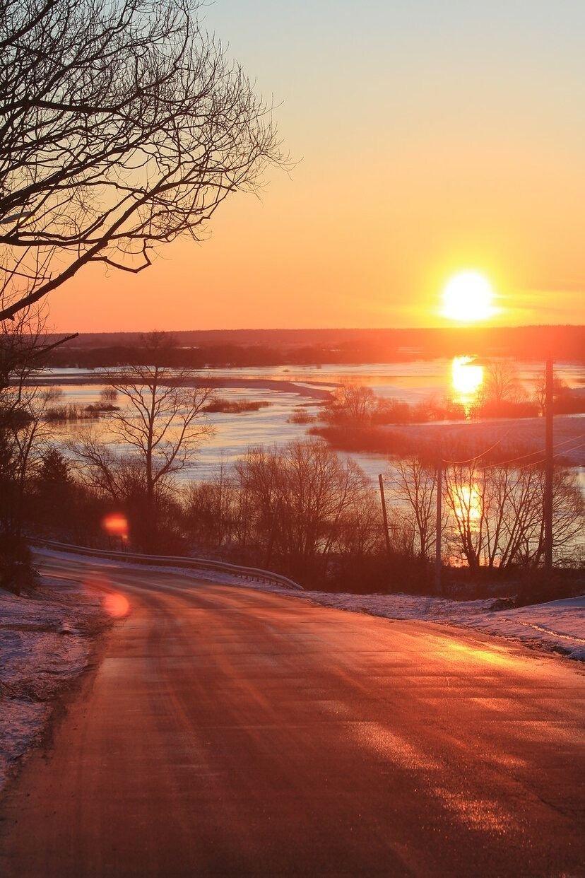 Зимний закат в городе