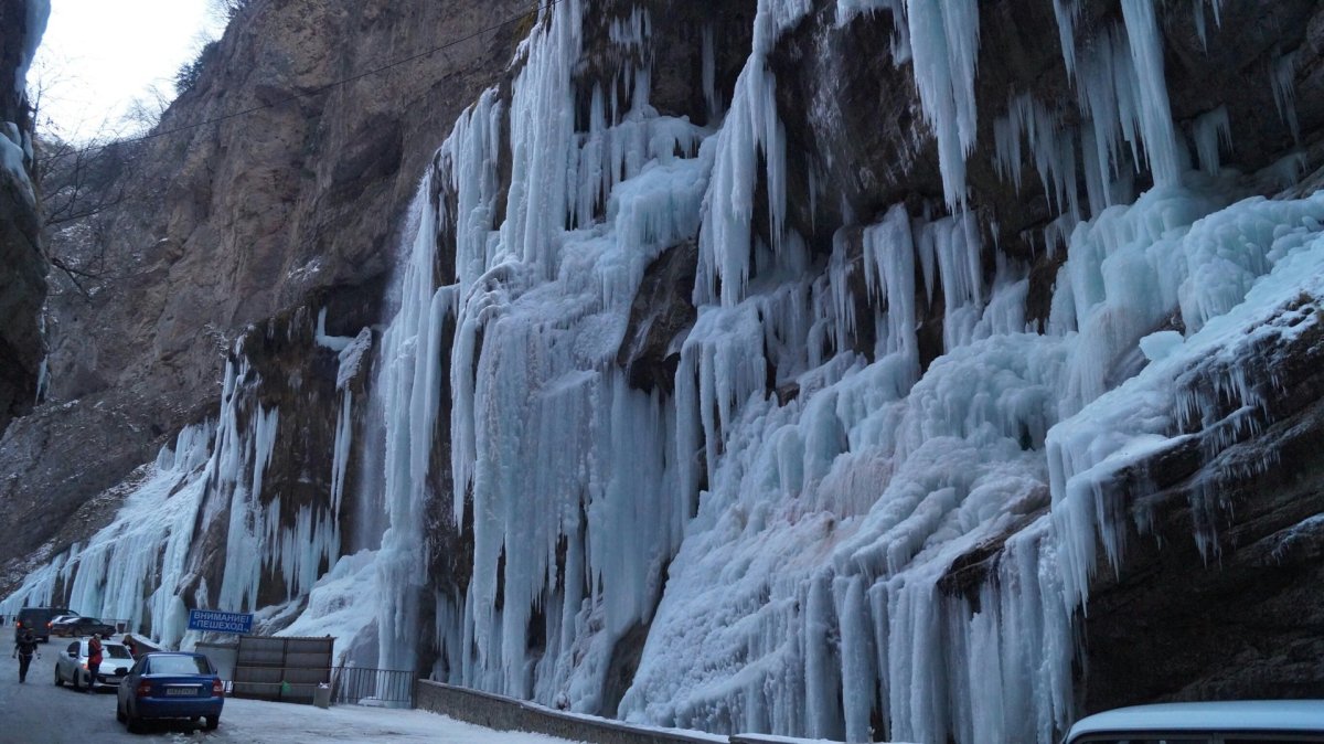 Чегемские водопады Кабардино-Балкария зимой