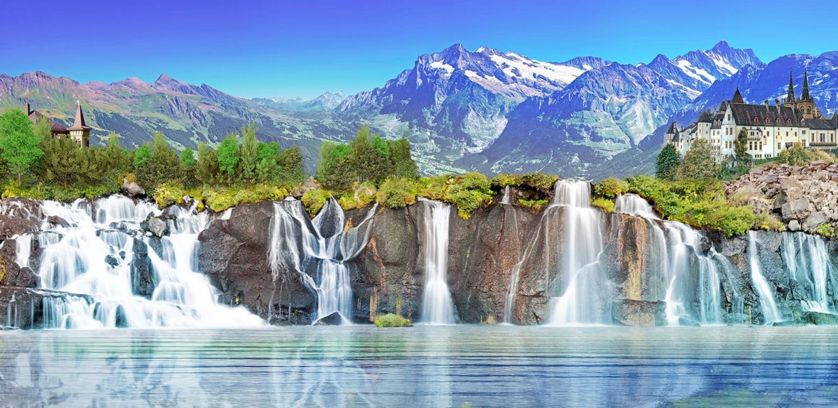 Panorama природа водопад
