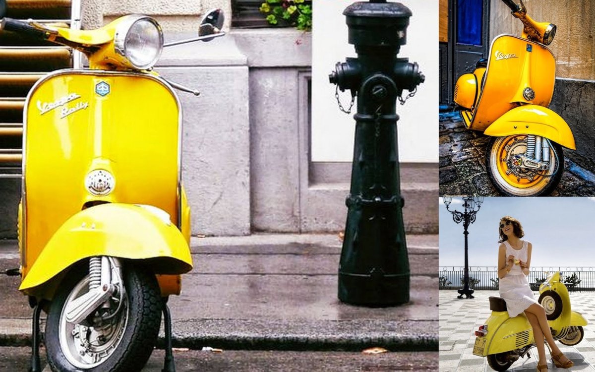 Vespa скутер желтый Винтаж